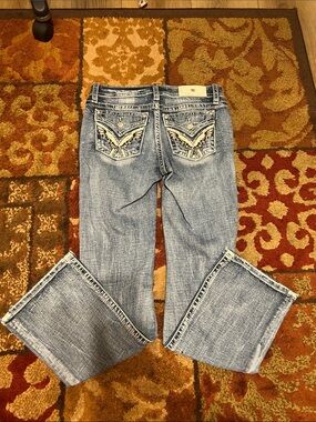 Miss Me Light Blue Embroidered Back Pocket Flare Jeans